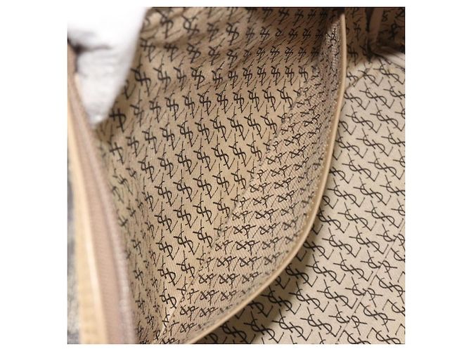 SAINT LAURENT Mini Boston Bag PVC Canvas Gray Gold Auth am12267A Marrone D'oro - vista 22