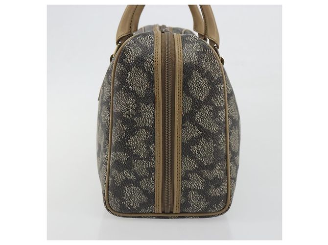 SAINT LAURENT Mini Boston Bag PVC Canvas Gray Gold Auth am12267A Marrone D'oro - vista 4