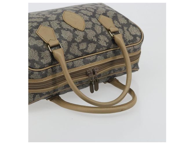 SAINT LAURENT Mini Boston Bag PVC Canvas Gray Gold Auth am12267A Marrone D'oro - vista 7