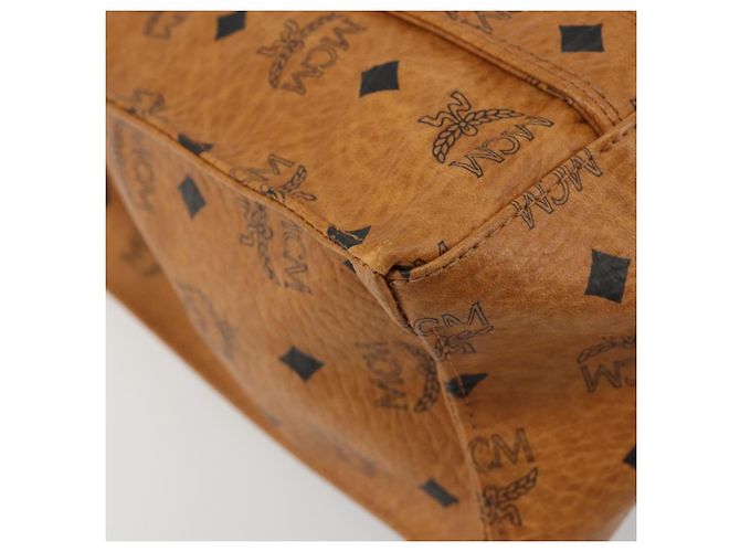 Borsa Tote MCM Vicetos Logogram PVC Pelle Brown Gold Auth 198311 Marrone D'oro - vista 14