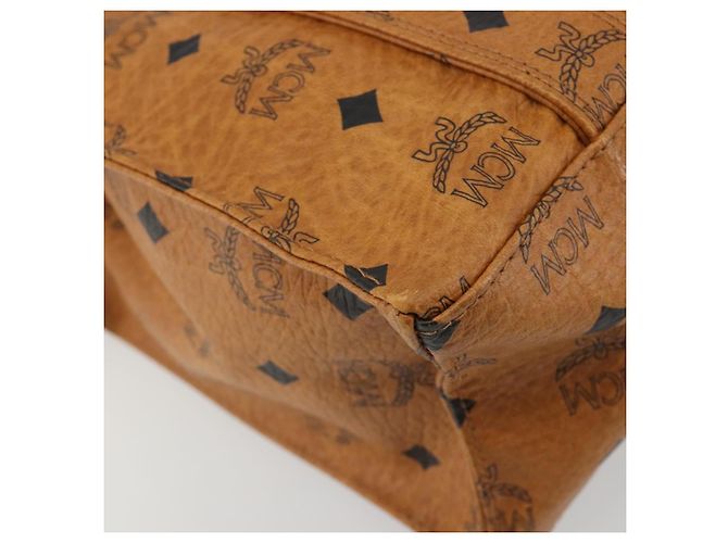 Borsa Tote MCM Vicetos Logogram PVC Pelle Brown Gold Auth 198311 Marrone D'oro - vista 16