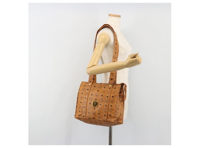 Borsa Tote MCM Vicetos Logogram PVC Pelle Brown Gold Auth 198311 Marrone D'oro - vista 22