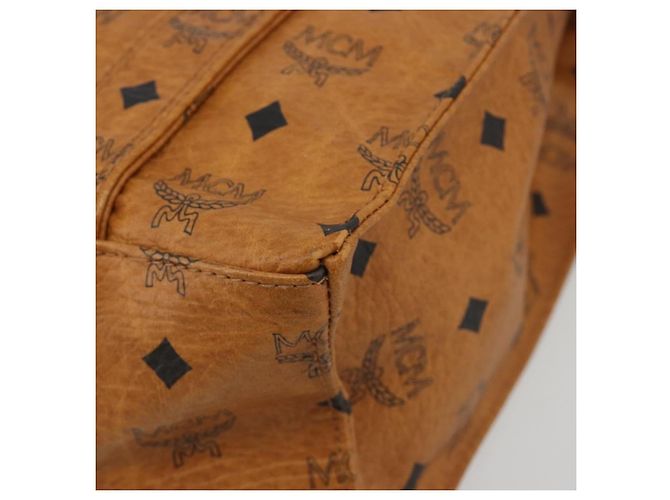 Borsa Tote MCM Vicetos Logogram PVC Pelle Brown Gold Auth 198311 Marrone D'oro - vista 9
