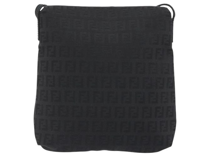Borsa a tracolla FENDI Zucchino Canvas Mamma Baguette Nera Auth 198707A Nero - vista 2