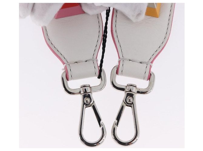 Tracolla FENDI Strap You in pelle Bianco Argento Auth 198780M - vista 6