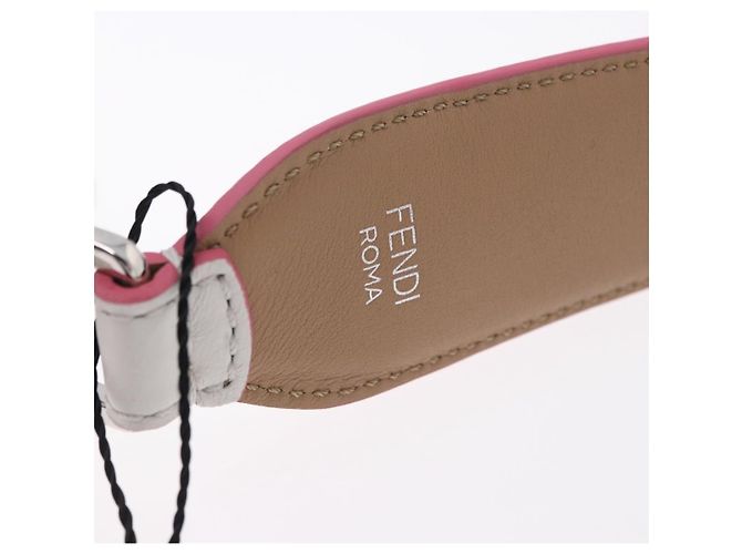 Tracolla FENDI Strap You in pelle Bianco Argento Auth 198780M - vista 8