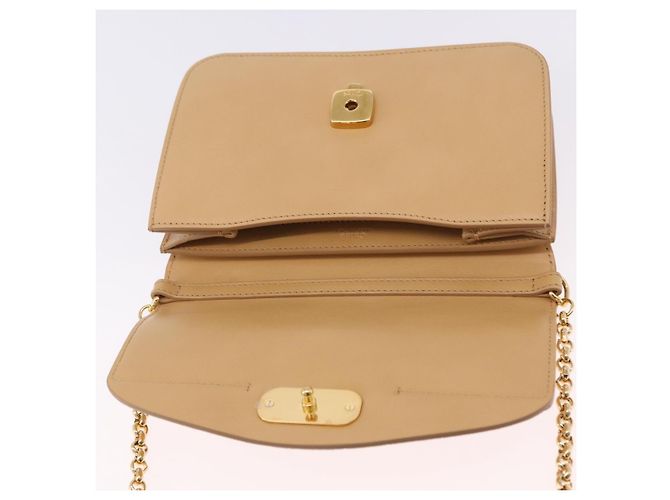 Chloé Borsa a tracolla Chloe C Chain in pelle beige tono oro Auth am12374V - vista 18
