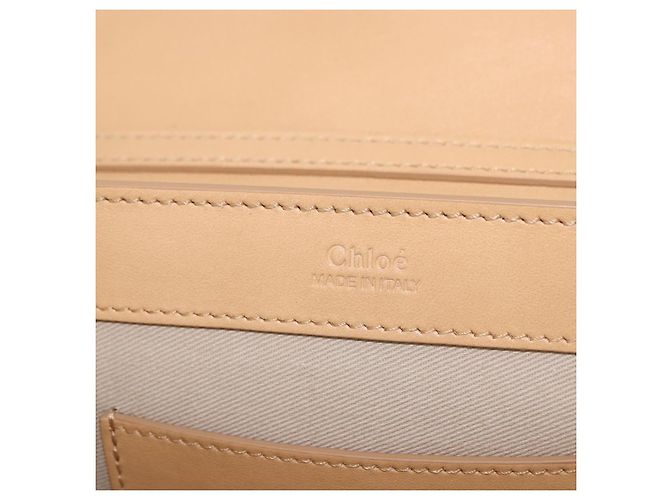 Chloé Borsa a tracolla Chloe C Chain in pelle beige tono oro Auth am12374V - vista 19