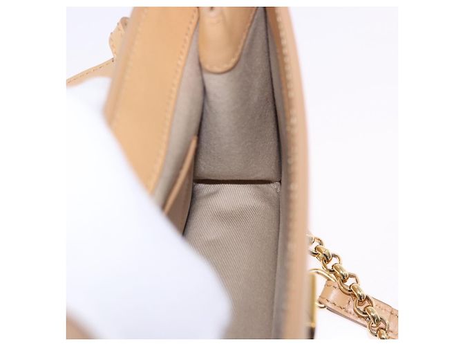 Chloé Borsa a tracolla Chloe C Chain in pelle beige tono oro Auth am12374V - vista 21