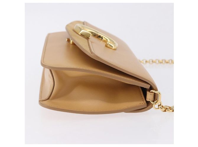 Chloé Borsa a tracolla Chloe C Chain in pelle beige tono oro Auth am12374V - vista 3