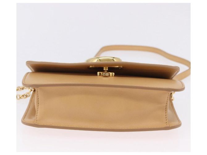 Chloé Borsa a tracolla Chloe C Chain in pelle beige tono oro Auth am12374V - vista 5