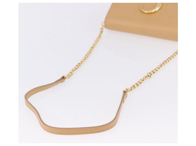 Chloé Borsa a tracolla Chloe C Chain in pelle beige tono oro Auth am12374V - vista 7