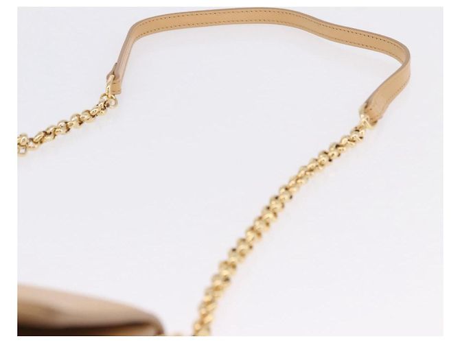 Chloé Borsa a tracolla Chloe C Chain in pelle beige tono oro Auth am12374V - vista 8