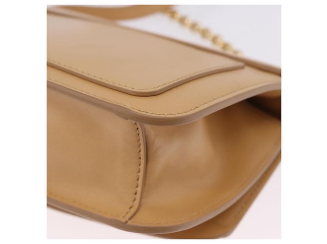 Chloé Borsa a tracolla Chloe C Chain in pelle beige tono oro Auth am12374V - vista 9
