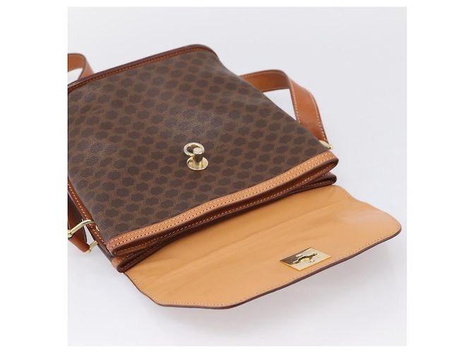 16 Céline Borsa a tracolla CELINE Macadam Canvas PVC Leather Brown Gold Auth mr2861 Marrone D'oro - vista 10