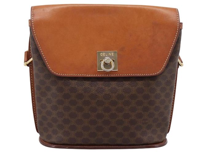 16 Céline Borsa a tracolla CELINE Macadam Canvas PVC Leather Brown Gold Auth mr2861 Marrone D'oro - vista 13