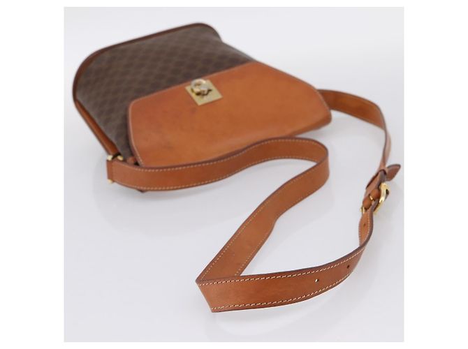 16 Céline Borsa a tracolla CELINE Macadam Canvas PVC Leather Brown Gold Auth mr2861 Marrone D'oro - vista 7