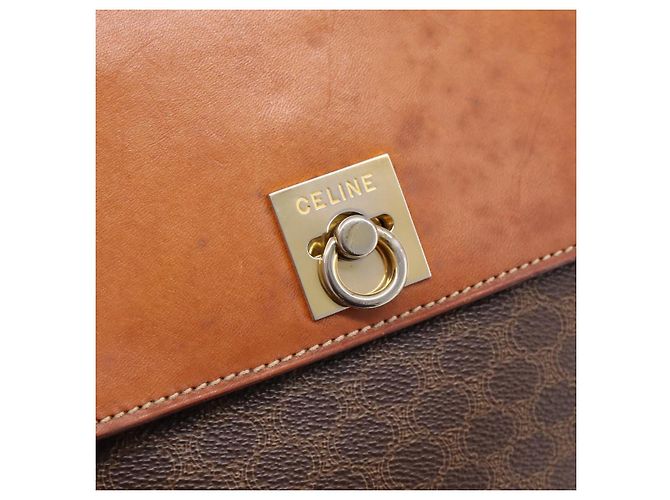16 Céline Borsa a tracolla CELINE Macadam Canvas PVC Leather Brown Gold Auth mr2861 Marrone D'oro - vista 9