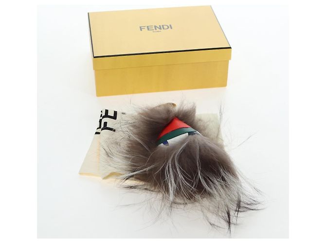 FENDI Monster Charm Fell Brown Silver Auth 196714M Braun Silber - Ansicht 12