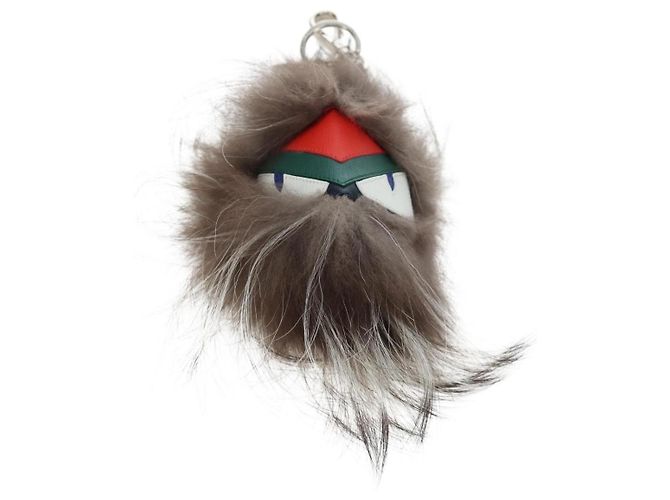 FENDI Monster Charm Fell Brown Silver Auth 196714M Braun Silber - Ansicht 13