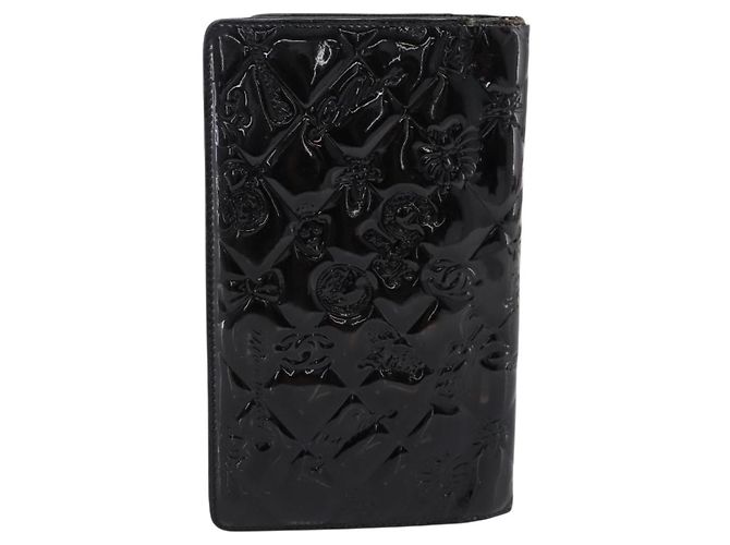 CHANEL Icon line Langbeutel aus Lackleder Schwarz CC Auth 198760 - Ansicht 2