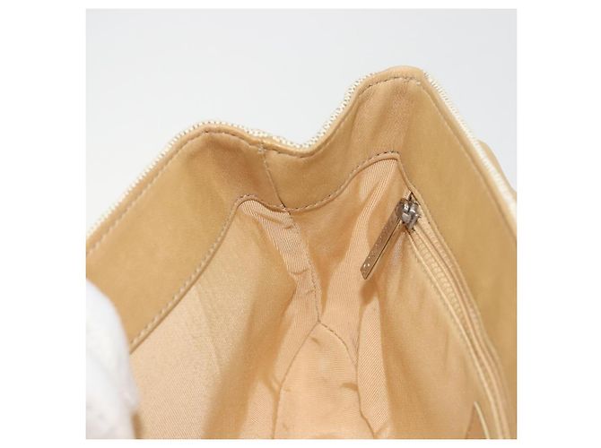 Borsa a catena CHANEL No. 5 Camellia COCO Mark in tela beige e argento CC Auth ka5765A - vista 20