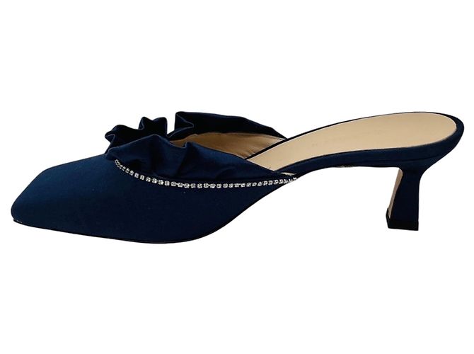 Mules in raso blu navy con cristalli Wandler - vista 3