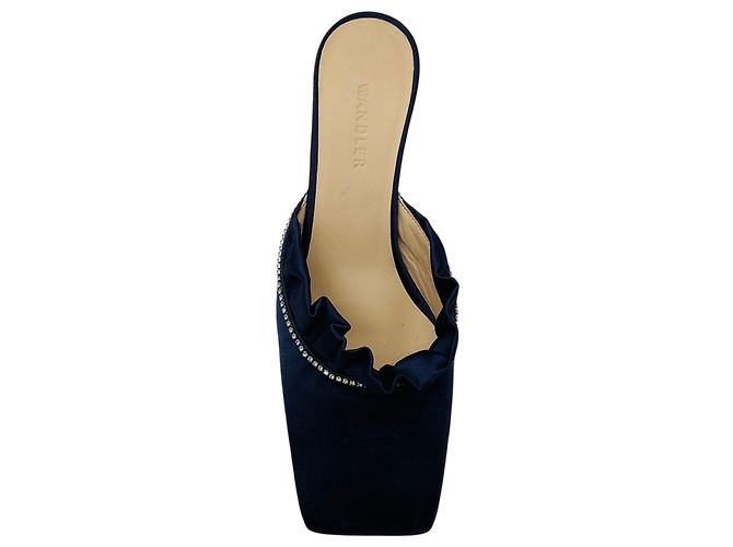 Mules in raso blu navy con cristalli Wandler - vista 4