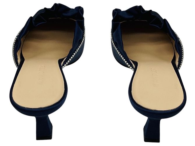 Mules in raso blu navy con cristalli Wandler - vista 5
