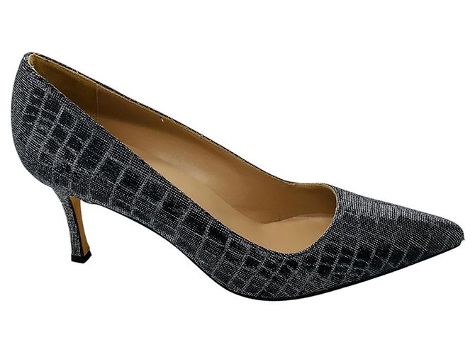 Décolleté in mesh con punta a punta Manolo Blahnik Silver Metallic Argento - vista 2