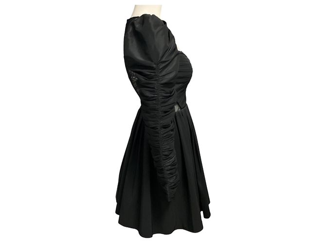 Self portrait Vestido mini de tafetán con espalda de encaje negro Self-Portrait - vista 2