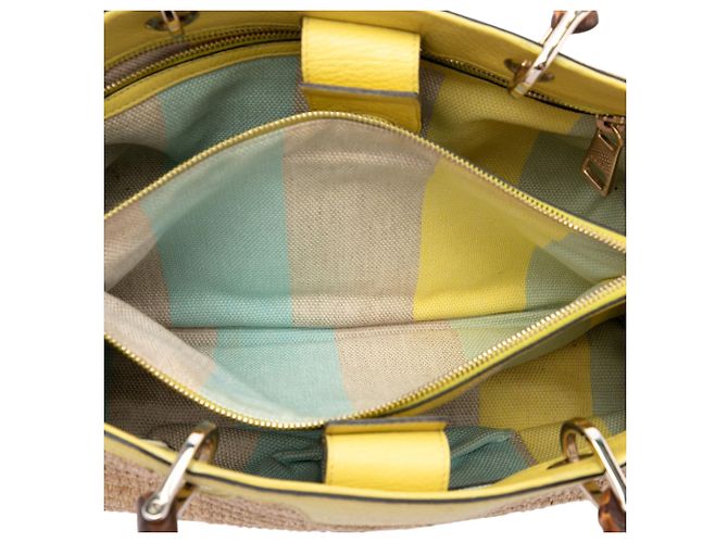 Borsa Shopper Gucci Medium Raffia Bamboo Beige - vista 4