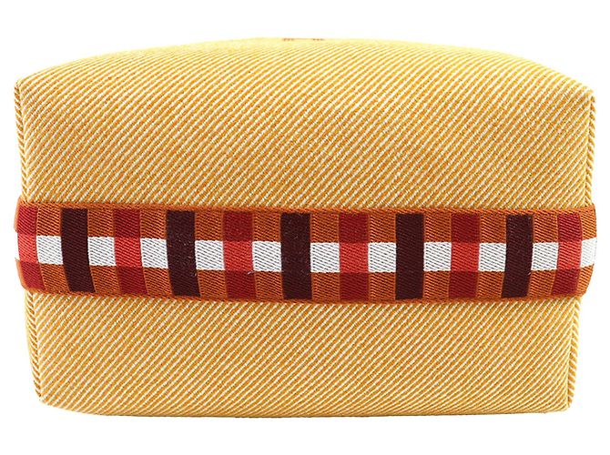 Borsa Vanity Case Hermès Large Wool Bride A Brac Au Carre Arancione - vista 3