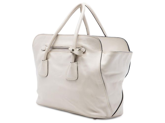 Borsa Tote convertibile Prada in vitello morbido bianca Bianco - vista 2