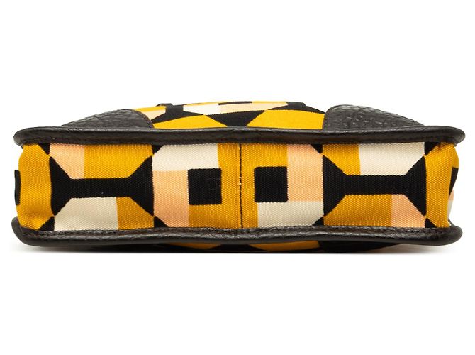 Tote Prada in tela stampata e pelle marrone - vista 3