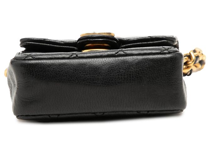 Borsa a tracolla Chanel Micro in pelle d'agnello matelassé nera con patta singola Nero - vista 3