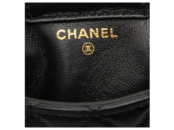 Borsa a tracolla Chanel Micro in pelle d'agnello matelassé nera con patta singola Nero - vista 5