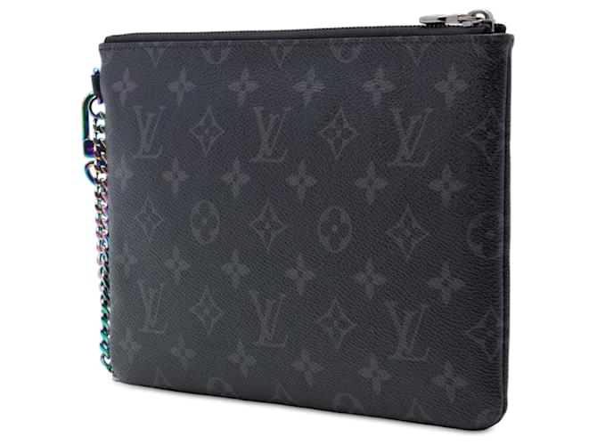 Custodia per iPad e Pochette Louis Vuitton Monogram Eclipse Flash Fragment Nera Nero - vista 2