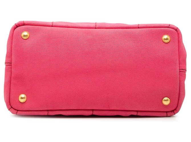 Borsa Tote Satchel Prada Small Canvas Canapa Logo Rosa - vista 3