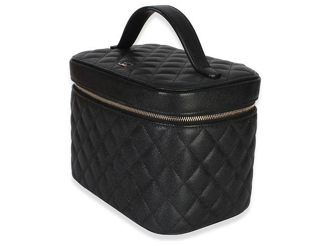 Chanel Vanity Pouch Grande in Caviar Matelassé Nero - vista 3