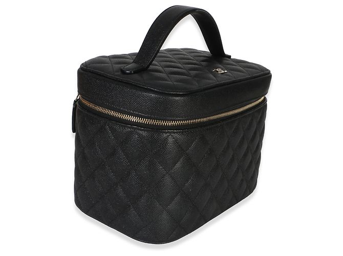 Chanel Vanity Pouch Grande in Caviar Matelassé Nero - vista 4