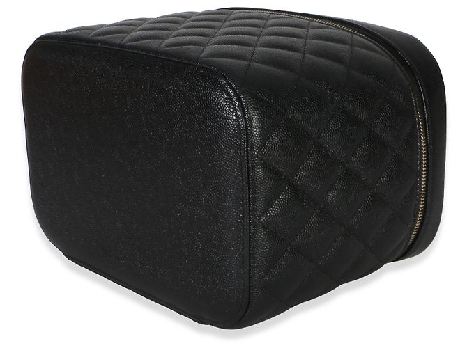 Chanel Vanity Pouch Grande in Caviar Matelassé Nero - vista 6