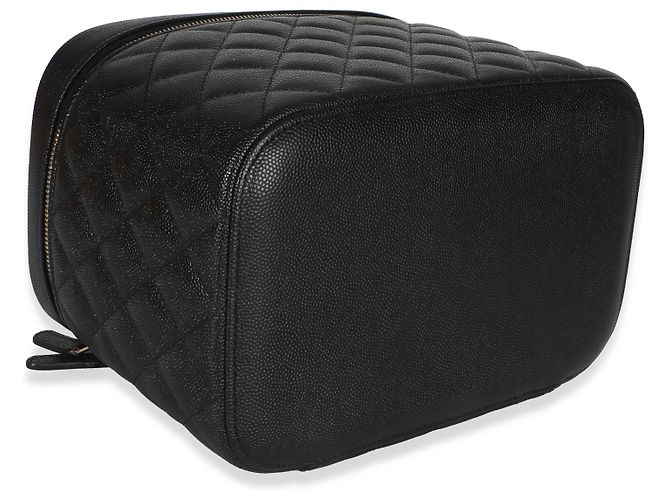 Chanel Vanity Pouch Grande in Caviar Matelassé Nero - vista 7