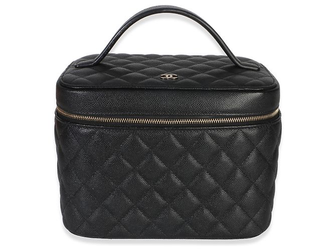 Chanel Vanity Pouch Grande in Caviar Matelassé Nero - vista 8