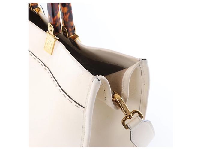 Borsa a mano 2Way Fendi Sunshine Medium in pelle Beige 8BH386 - vista 4
