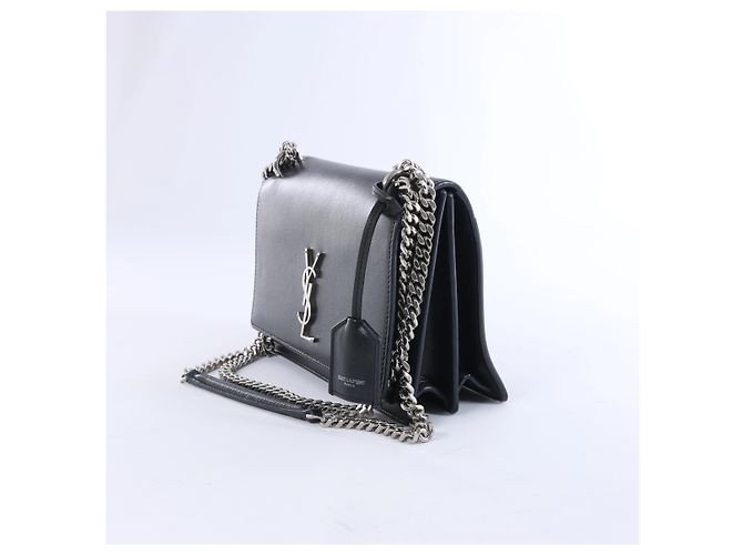 Autre Marque Borsa a tracolla con catena Sunset in pelle Saint Laurent Paris, Nero 442906 - vista 2