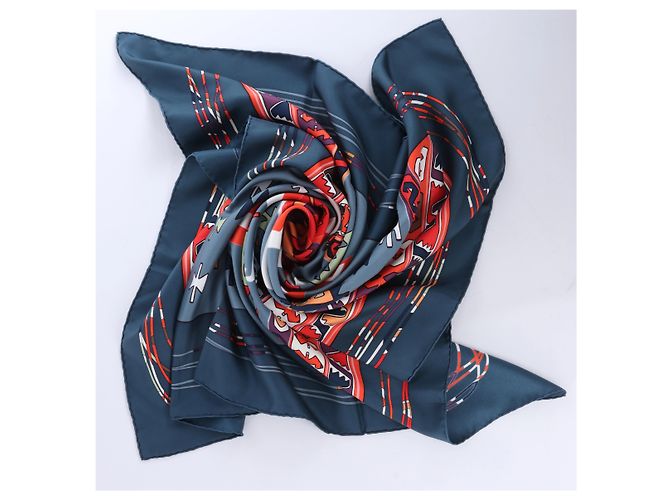 Hermès Carré 90 "KILIM" Seidentuch in Grau x Rot Braun - Ansicht 11