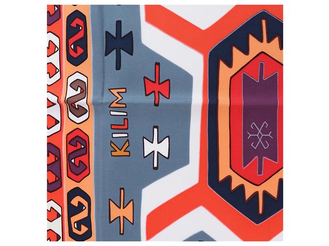 Hermès Carré 90 "KILIM" Seidentuch in Grau x Rot Braun - Ansicht 9