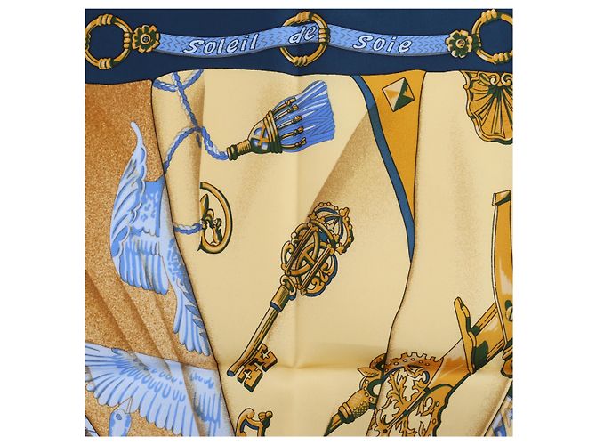 Hermès Carré 90 "Soleil de Soie" Seidentuch in Navy Blue Marineblau - Ansicht 10