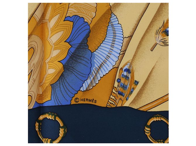 Hermès Carré 90 "Soleil de Soie" Seidentuch in Navy Blue Marineblau - Ansicht 11